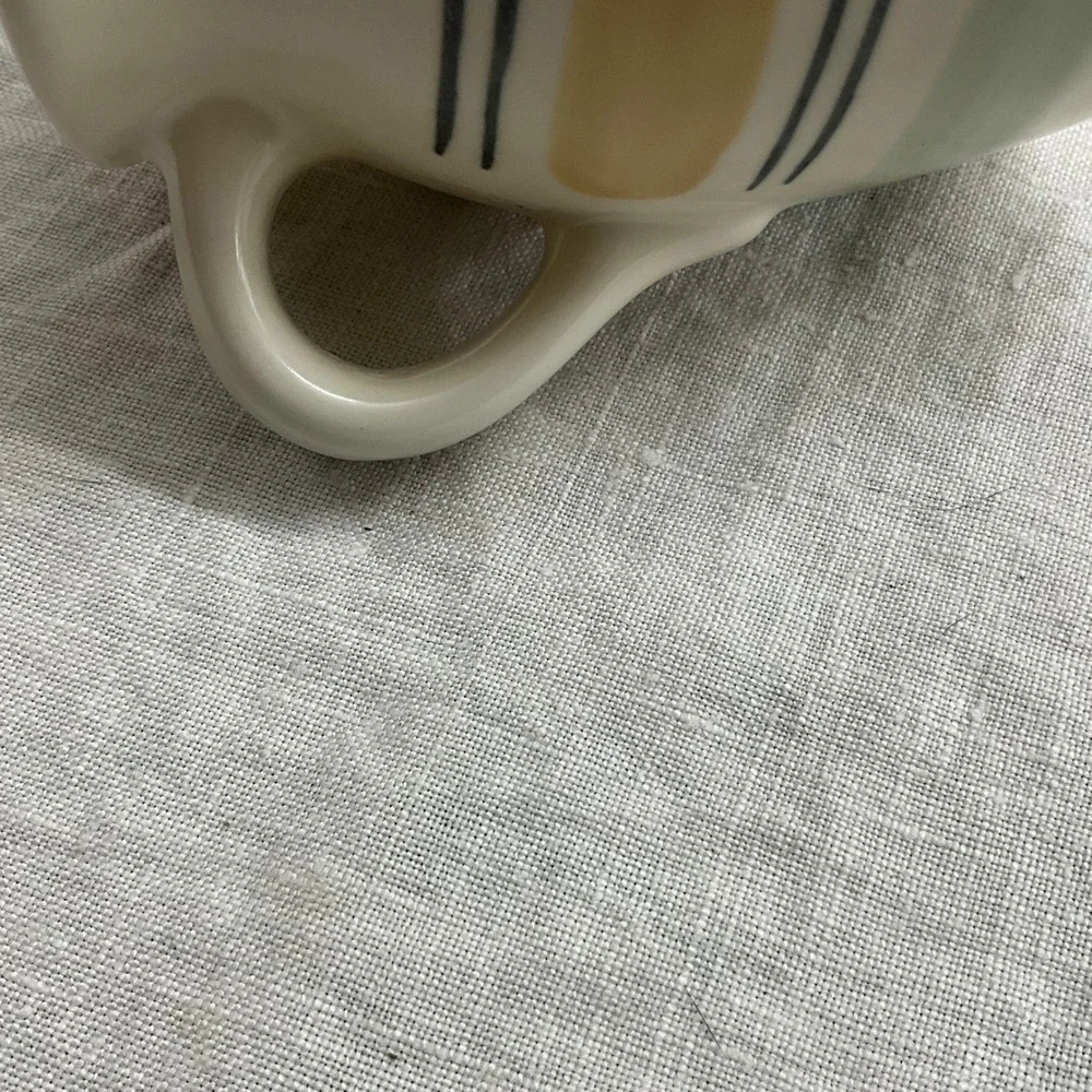 Pfaltzgraff Striped‎ Stoneware Pitcher Creamer Green Yellow Blue Mexico 4.5